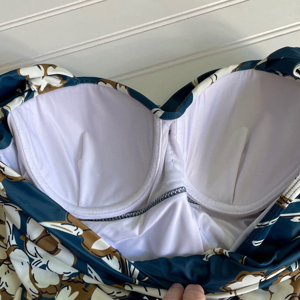 Cocopear Teal Floral Printed Body Shaping Swimdress - Picture 11 of 12